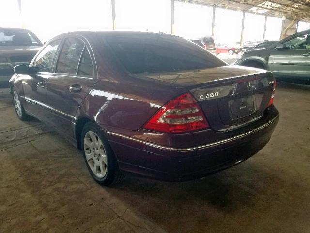 WDBRF92H86F821235 - 2006 MERCEDES-BENZ C 280 4MAT MAROON photo 3