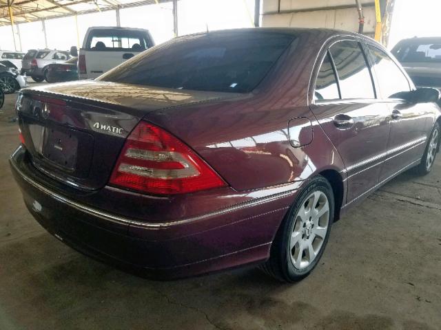 WDBRF92H86F821235 - 2006 MERCEDES-BENZ C 280 4MAT MAROON photo 4