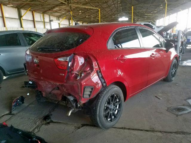 KNADM5A30D6261737 - 2013 KIA RIO LX RED photo 4