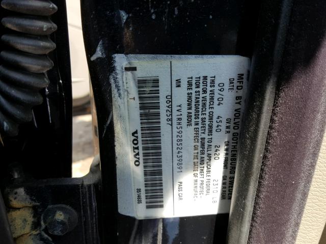 YV1RH592852439891 - 2005 VOLVO S60 2.5T BLUE photo 10