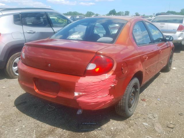 1B3ES46C91D251975 - 2001 DODGE NEON SE ORANGE photo 4