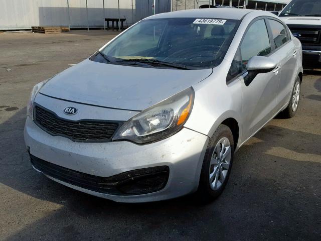 KNADM4A36E6374572 - 2014 KIA RIO LX SILVER photo 2