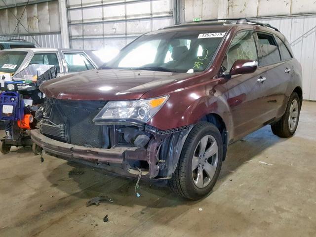 2HNYD28718H544545 - 2008 ACURA MDX SPORT BURGUNDY photo 2