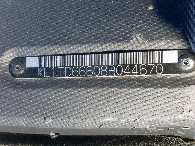KL1TD66608B044670 - 2008 CHEVROLET AVEO BASE Ақ фото 10