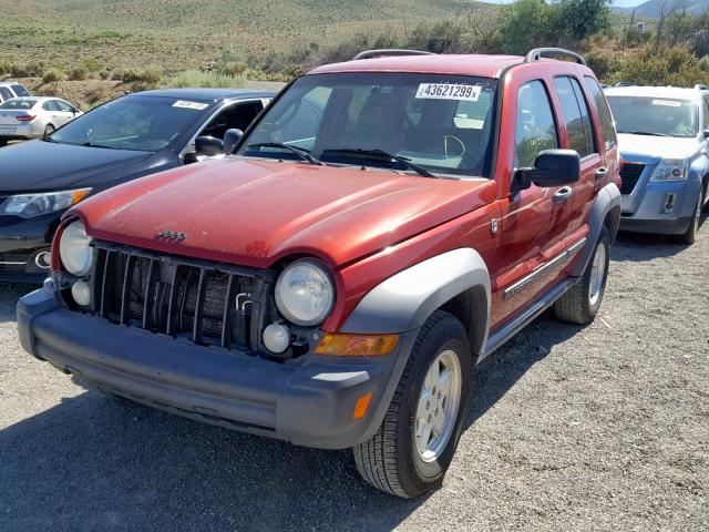 1J4GL48K47W621424 - 2007 JEEP LIBERTY SP RED photo 2