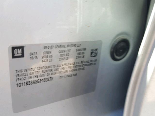 1G11B5SA8GF169278 - 2016 CHEVROLET MALIBU LIM 银色 照片 10