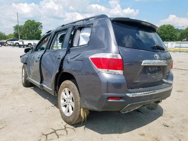 5TDBK3EH7CS137876 - 2012 TOYOTA HIGHLANDER GRAY photo 3