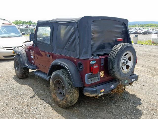 1J4FA49S01P373531 - 2001 JEEP WRANGLER / MAROON photo 3