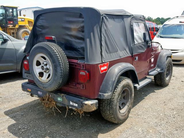 1J4FA49S01P373531 - 2001 JEEP WRANGLER / MAROON photo 4