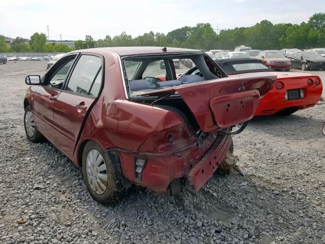 JA3AJ26E45U019777 - 2005 MITSUBISHI LANCER ES BURGUNDY photo 3