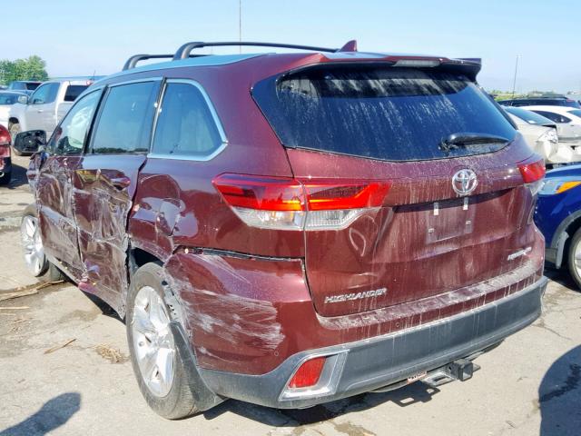 5TDDZRFH0JS885260 - 2018 TOYOTA HIGHLANDER BURGUNDY photo 3