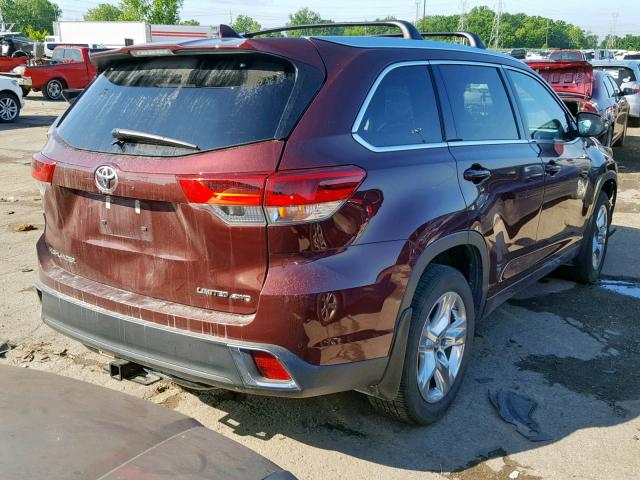 5TDDZRFH0JS885260 - 2018 TOYOTA HIGHLANDER BURGUNDY photo 4