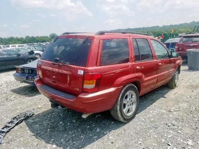 1J4GW58N14C323451 - 2004 JEEP GRAND CHER RED photo 4