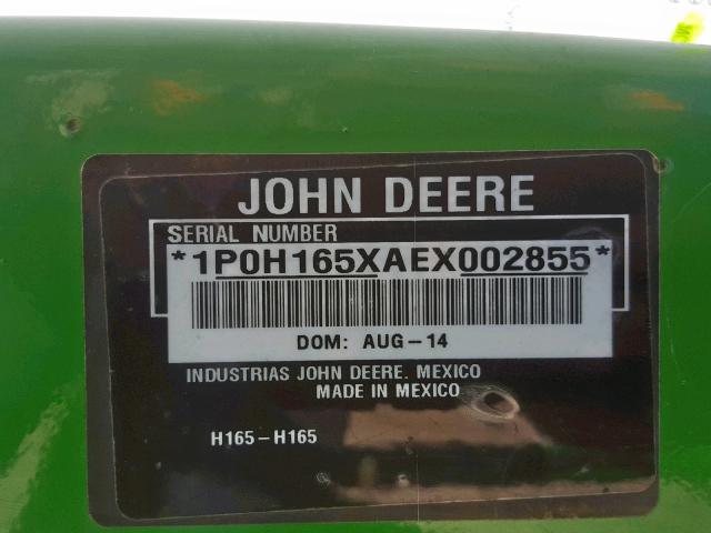 1P0H165XAEX002855 - 2014 JOHN DEERE H165 GREEN photo 10