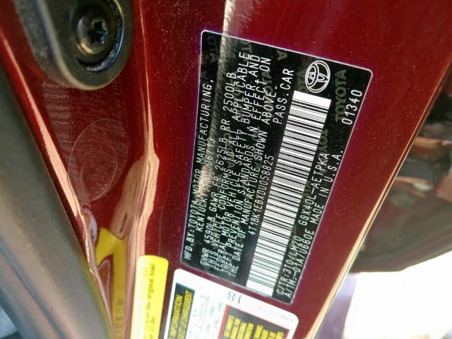 4T1BK1EBXDU058825 - 2013 TOYOTA AVALON BAS BURGUNDY photo 10