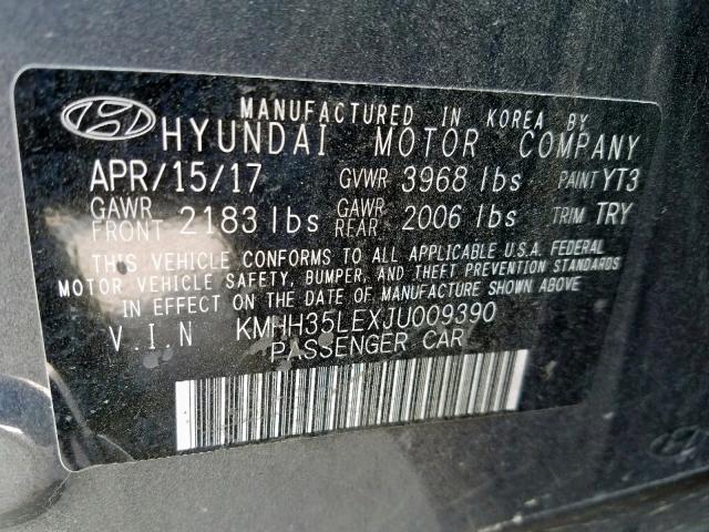 KMHH35LEXJU009390 - 2018 HYUNDAI ELANTRA GT GRAY photo 10