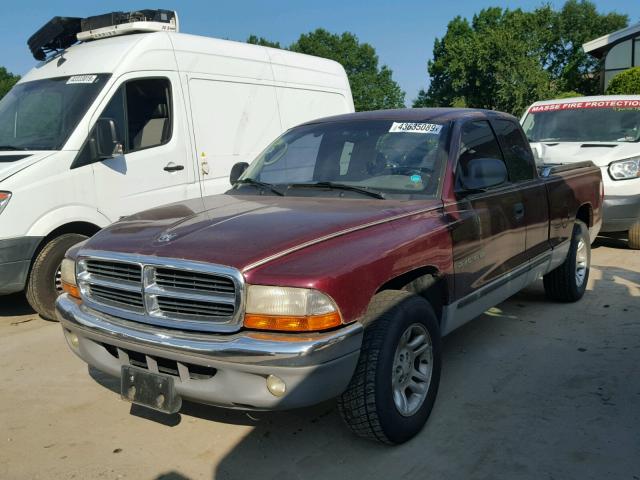 1B7GL22N61S196137 - 2001 DODGE DAKOTA BURGUNDY photo 2