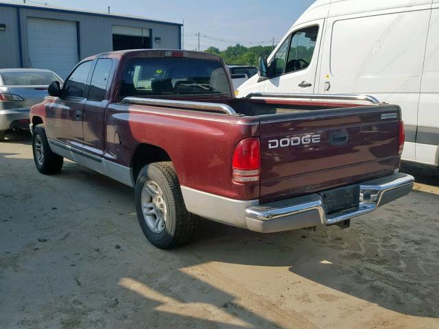 1B7GL22N61S196137 - 2001 DODGE DAKOTA BURGUNDY photo 3