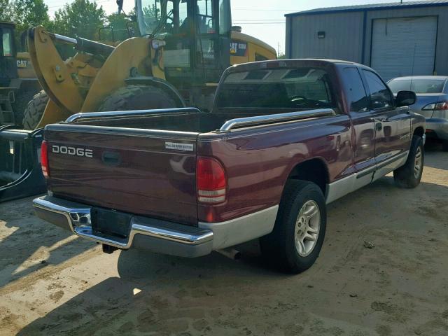 1B7GL22N61S196137 - 2001 DODGE DAKOTA BURGUNDY photo 4