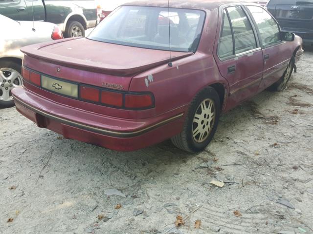 2G1WN54T3P1145215 - 1993 CHEVROLET LUMINA EUR RED photo 4