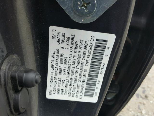 2HGFB2F98DH535148 - 2013 HONDA CIVIC EXL GRAY photo 10