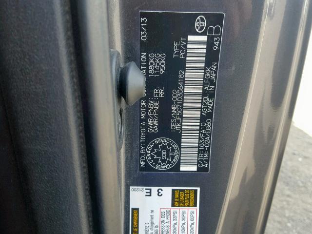 JTKJF5C71D3064182 - 2013 TOYOTA SCION TC 石墨色 照片 10