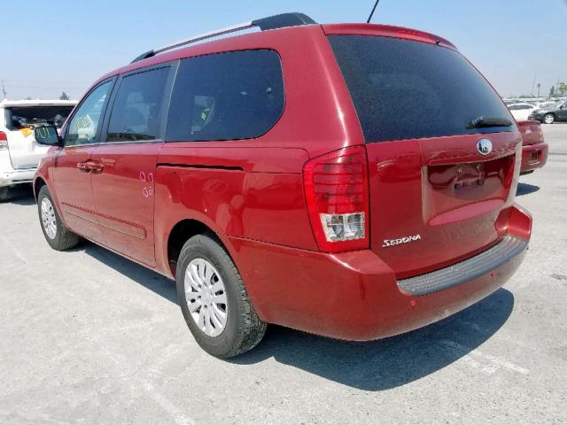 KNDMG4C74E6554644 - 2014 KIA SEDONA LX RED photo 3