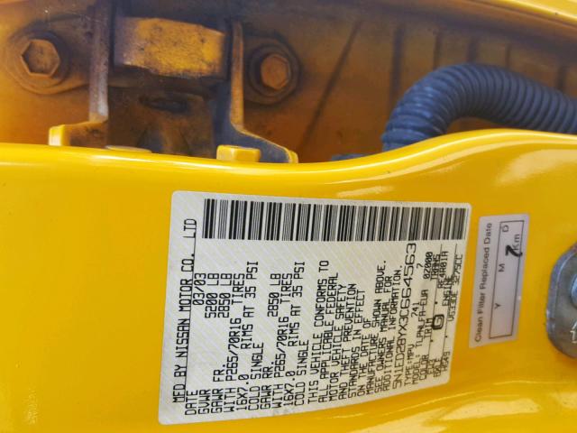 5N1ED28YX3C664563 - 2003 NISSAN XTERRA XE YELLOW photo 10