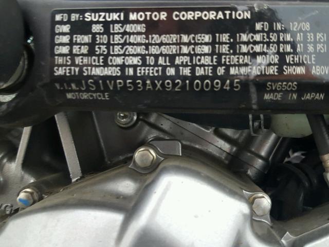 JS1VP53AX92100945 - 2009 SUZUKI SV650 SILVER photo 20