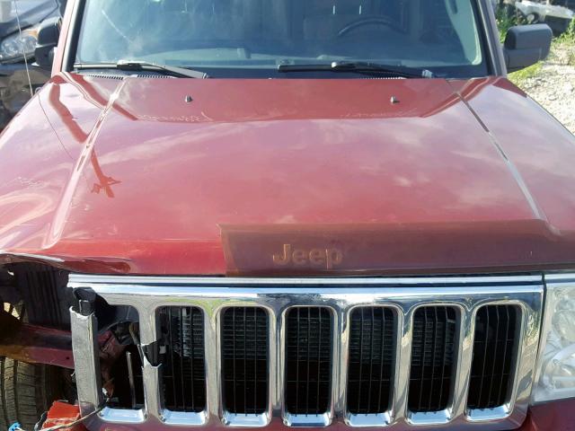 1J8HG58287C575076 - 2007 JEEP COMMANDER BURGUNDY photo 7