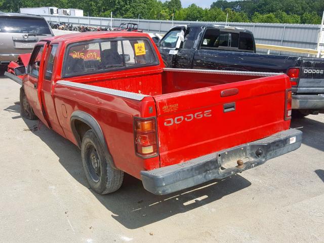 1B7GL23X7RW119636 - 1994 DODGE DAKOTA RED photo 3