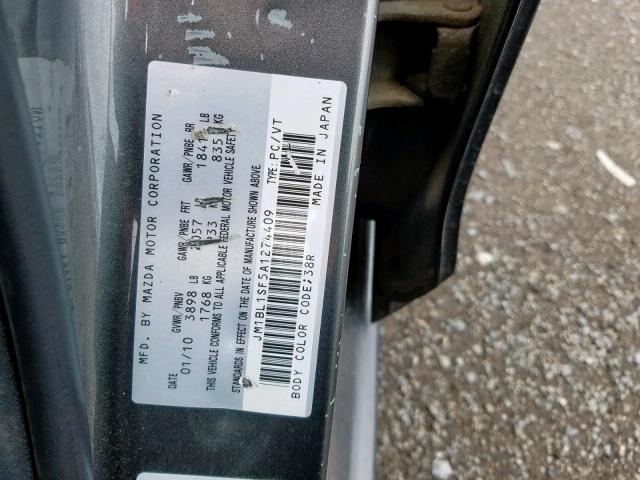 JM1BL1SF5A1274409 - 2010 MAZDA 3 I GRAY photo 10