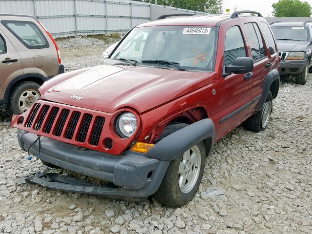 1J4GL48K46W170459 - 2006 JEEP LIBERTY SP RED photo 2