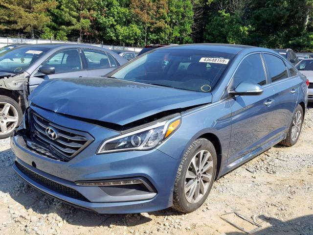 5NPE34AF4FH215447 - 2015 HYUNDAI SONATA SPO BLUE photo 2