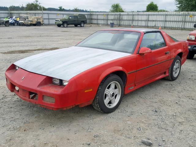 1G1FP23EXML160568 - 1991 CHEVROLET CAMARO RS RED photo 2