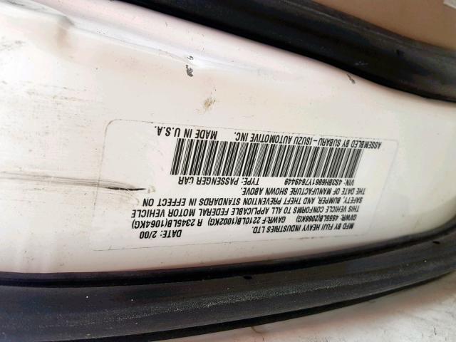 4S3BH6861Y7649449 - 2000 SUBARU LEGACY OUT WHITE photo 10