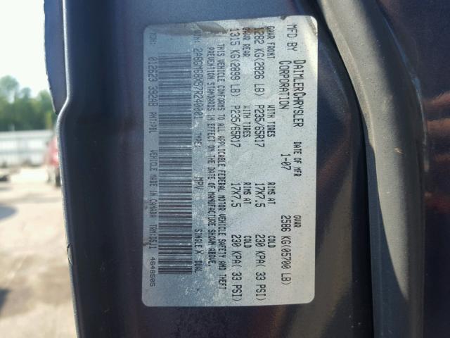 2A8GM68X57R240001 - 2007 CHRYSLER PACIFICA T BLUE photo 10