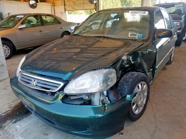 2HGEJ6610YH560423 - 2000 HONDA CIVIC BASE GREEN photo 2