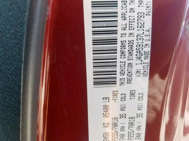 1J4GA59137L162793 - 2007 JEEP WRANGLER S წითელი ფოტო 10