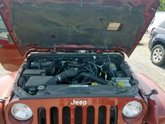 1J4GA59137L162793 - 2007 JEEP WRANGLER S წითელი ფოტო 7