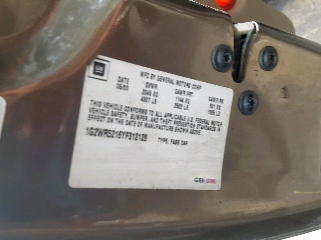 1G2WR5216YF312128 - 2000 PONTIAC GRAND PRIX GRAY photo 10