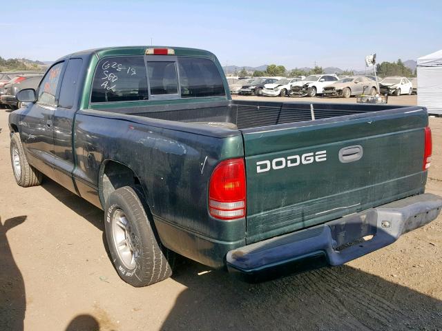 1B7GL22X5YS703167 - 2000 DODGE DAKOTA GREEN photo 3