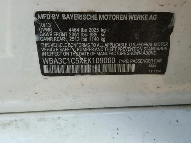 WBA3C1C5XEK109060 - 2014 BMW 328 I SULE WHITE photo 10