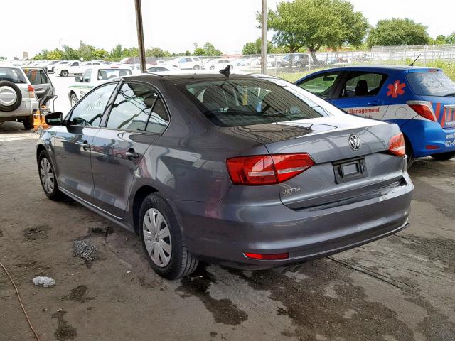 3VW2K7AJ4FM294699 - 2015 VOLKSWAGEN JETTA BASE GRAY photo 3