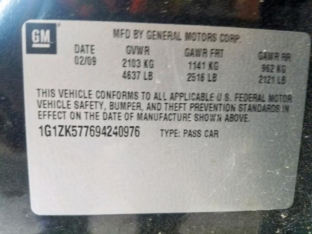 1G1ZK577694240976 - 2009 CHEVROLET MALIBU LTZ 黑色 照片 10