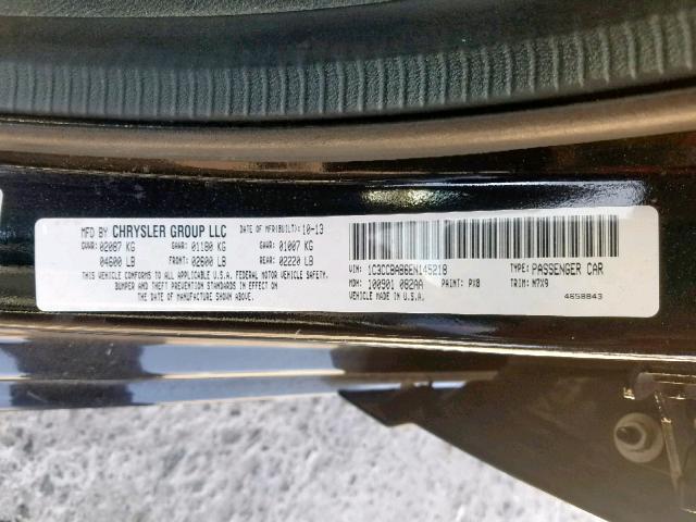 1C3CCBAB6EN145218 - 2014 CHRYSLER 200 LX BLACK photo 10