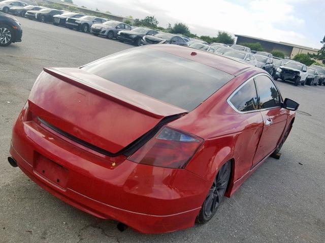 1HGCS22808A014624 - 2008 HONDA ACCORD EXL RED photo 4