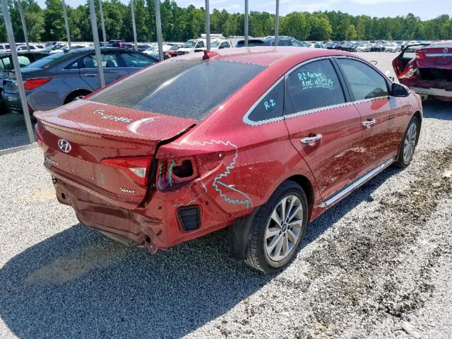 5NPE34AF8FH075645 - 2015 HYUNDAI SONATA SPO RED photo 4