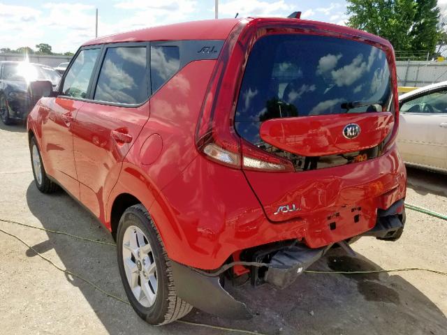 KNDJ23AUXL7019717 - 2020 KIA SOUL LX RED photo 3