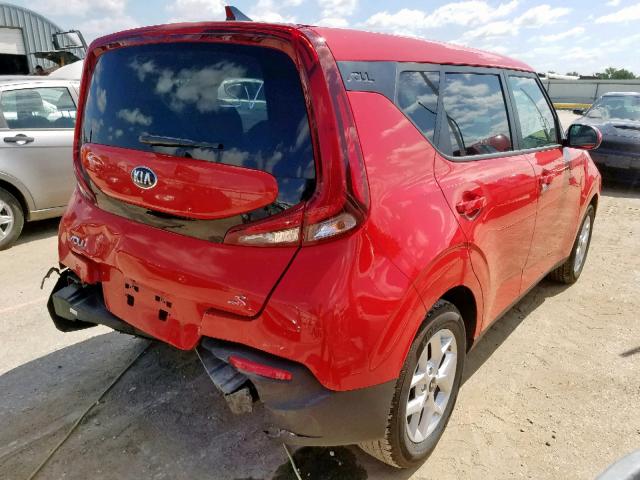 KNDJ23AUXL7019717 - 2020 KIA SOUL LX RED photo 4